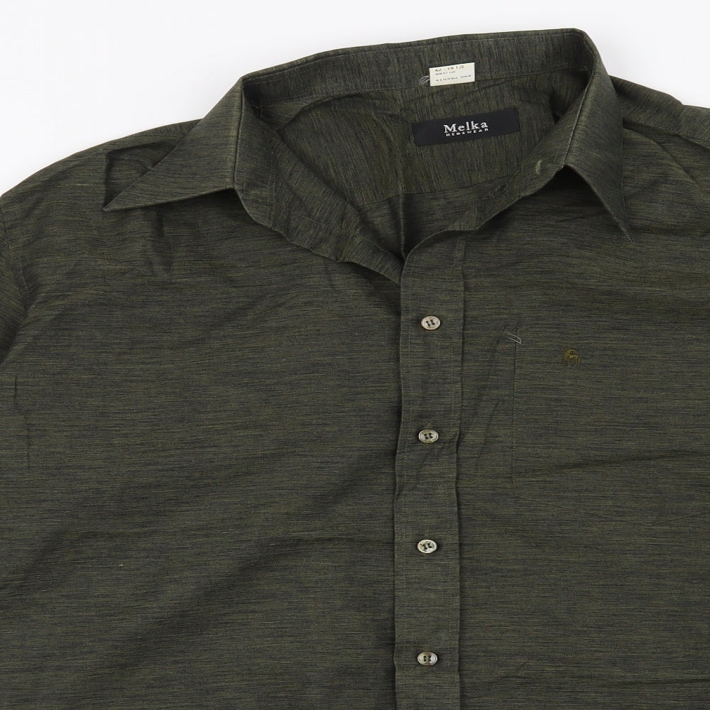 Melka Mens Green    Button-Up Size 16.5