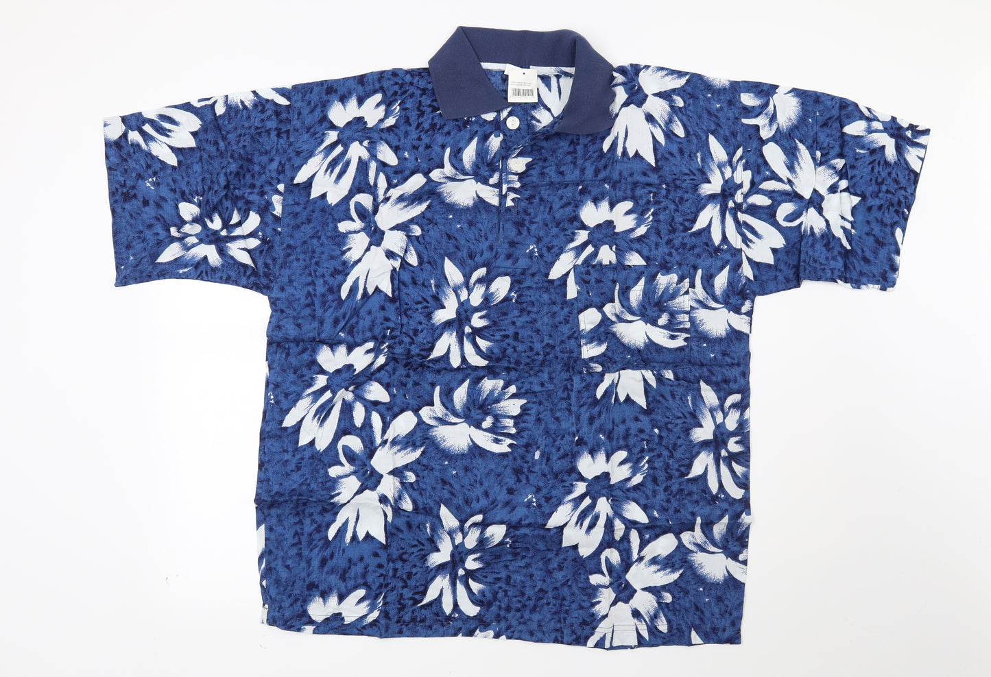 Preworn Mens Blue Floral   Polo Size M