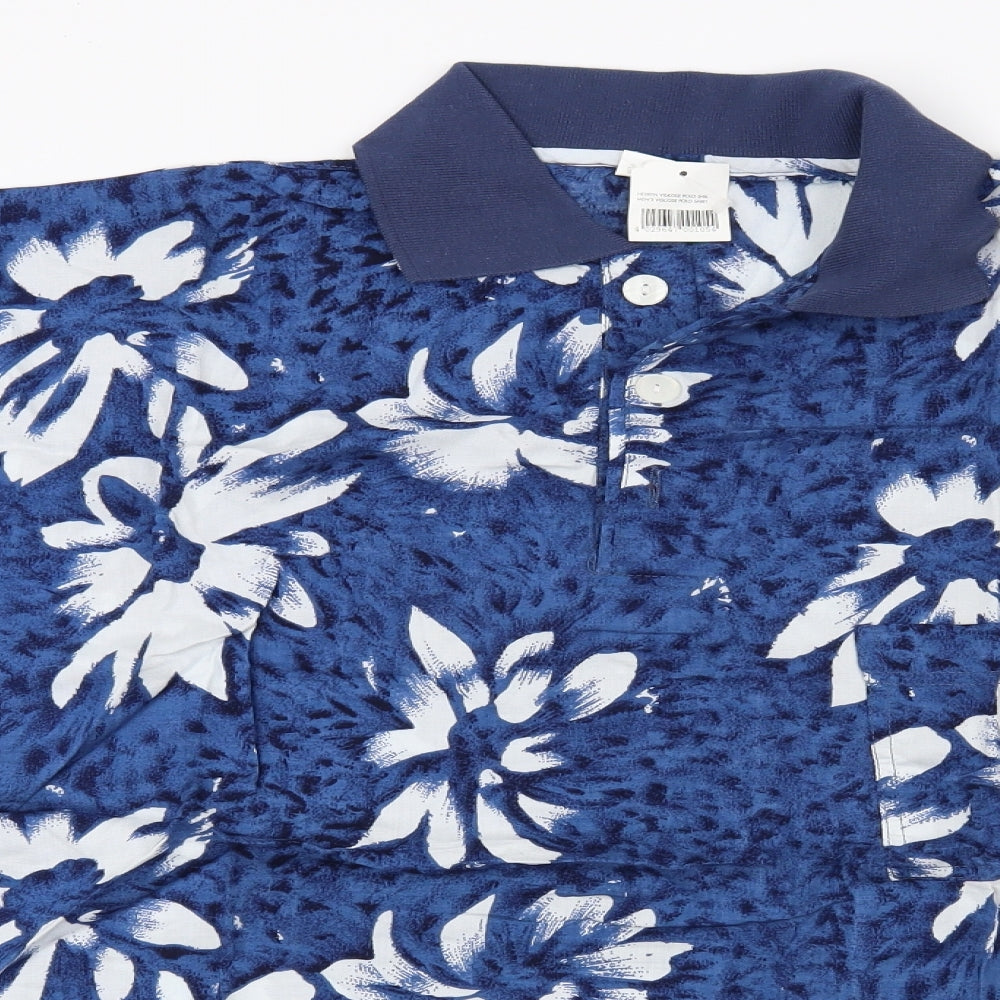 Preworn Mens Blue Floral   Polo Size M