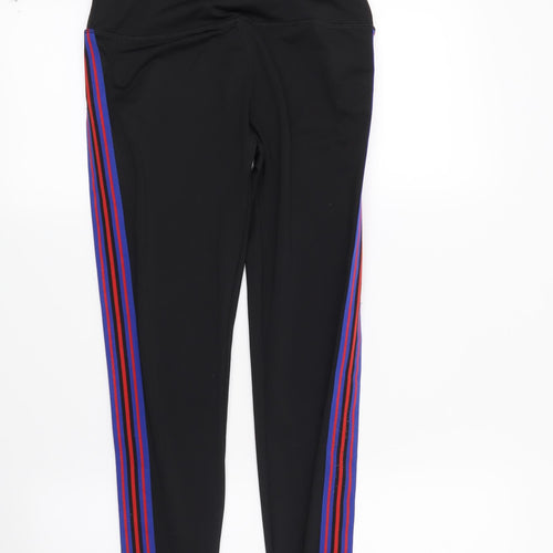 Workout Womens Black Striped  Capri Leggings Size 6 L26 in