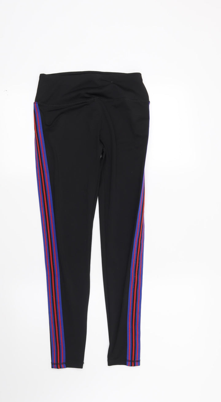 Workout Womens Black Striped Capri Leggings Size 6 L26 in