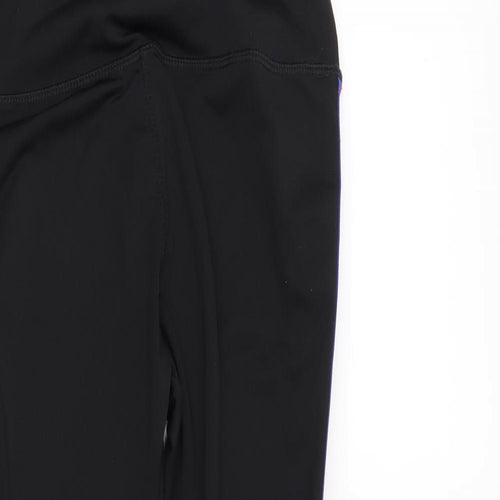 Workout Womens Black Striped  Capri Leggings Size 6 L26 in
