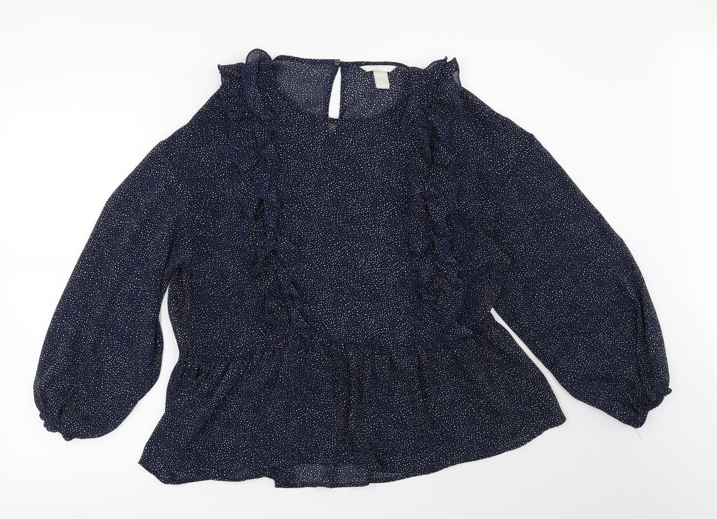 H&M Womens Blue Geometric  Basic Blouse Size 10
