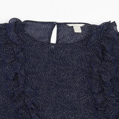 H&M Womens Blue Geometric  Basic Blouse Size 10