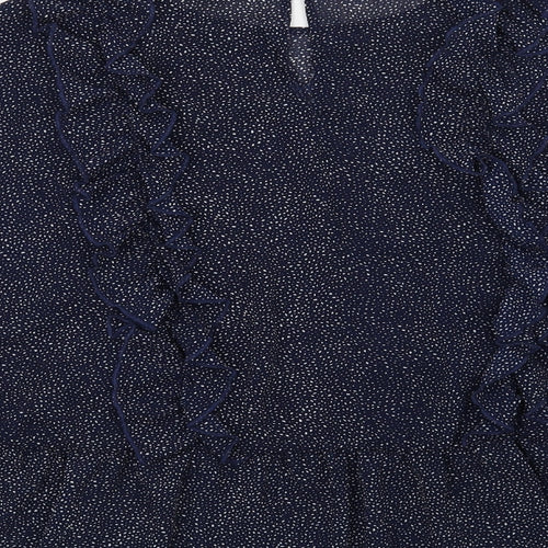 H&M Womens Blue Geometric  Basic Blouse Size 10