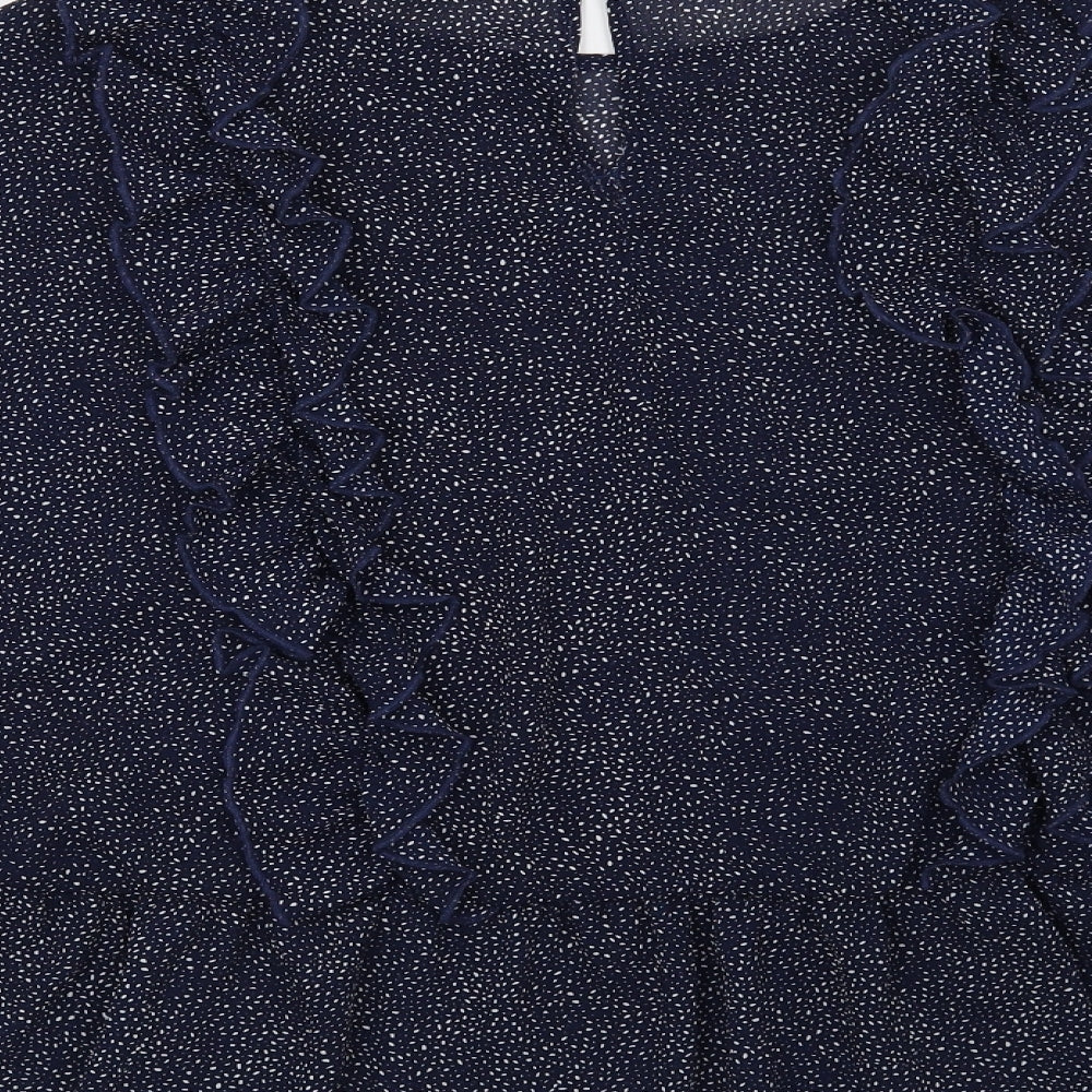 H&M Womens Blue Geometric  Basic Blouse Size 10