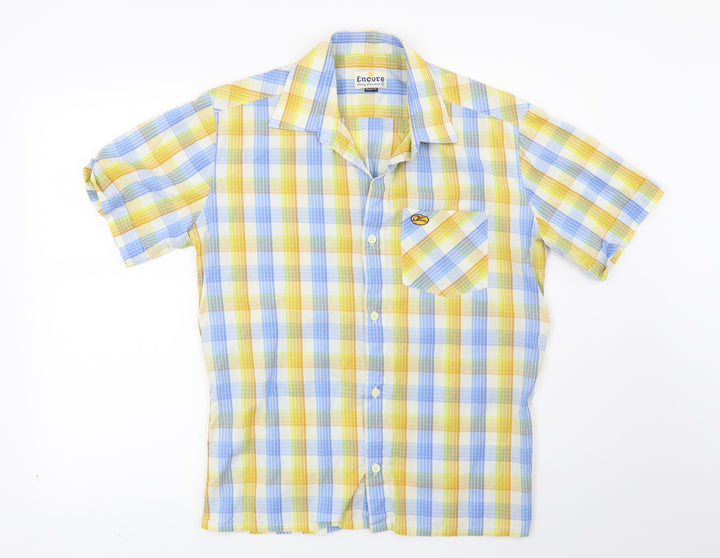 Encore Mens Blue Check   Button-Up Size M