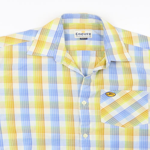 Encore Mens Blue Check   Button-Up Size M