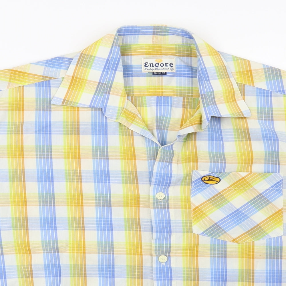 Encore Mens Blue Check   Button-Up Size M
