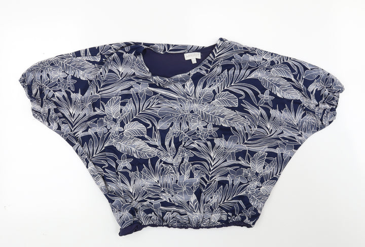 Apricot Womens Blue Floral Basic Blouse Size 10
