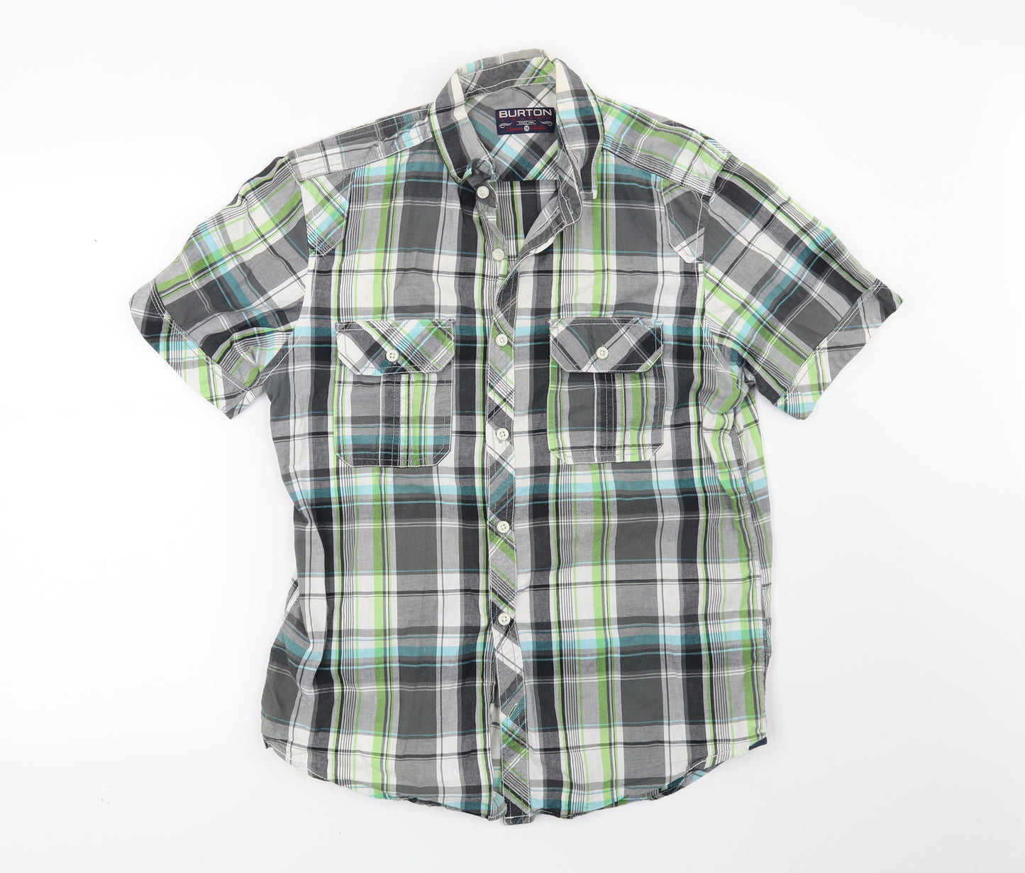 Burton Mens Grey Check   Button-Up Size M