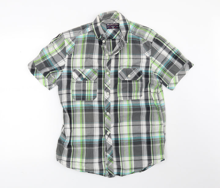 Burton Mens Grey Check   Button-Up Size M