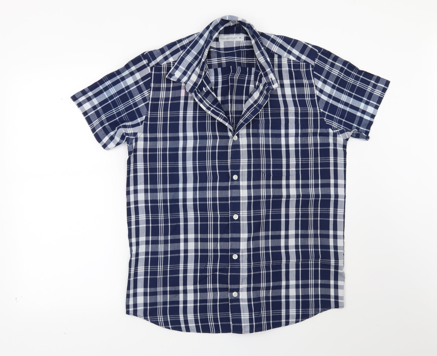 Cedar Wood State Mens Blue Check   Button-Up Size M