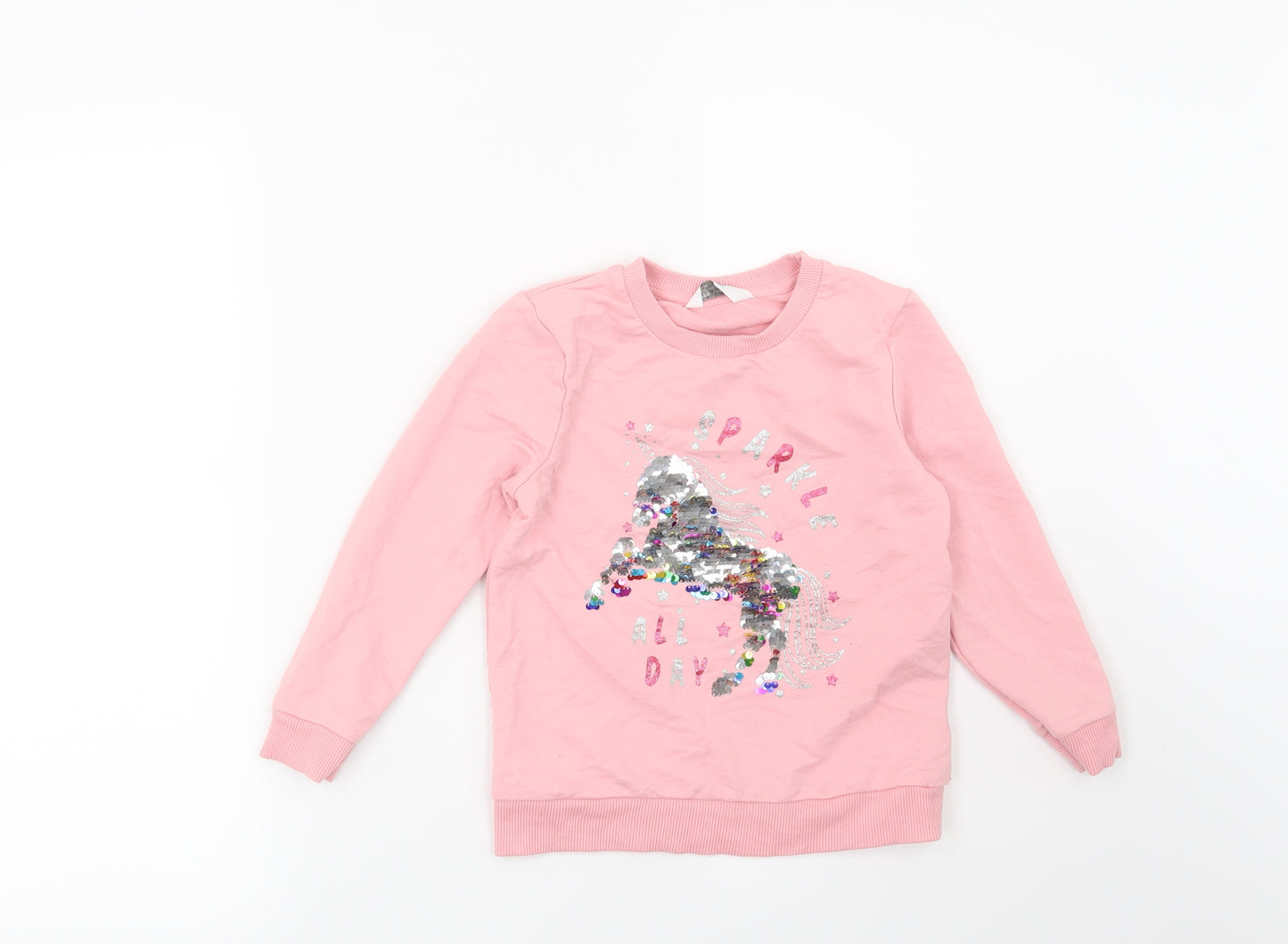 Primark Girls Pink   Pullover Sweatshirt Size 5-6 Years  - Unicorn