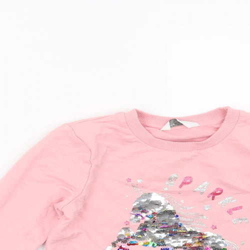 Primark Girls Pink   Pullover Sweatshirt Size 5-6 Years  - Unicorn