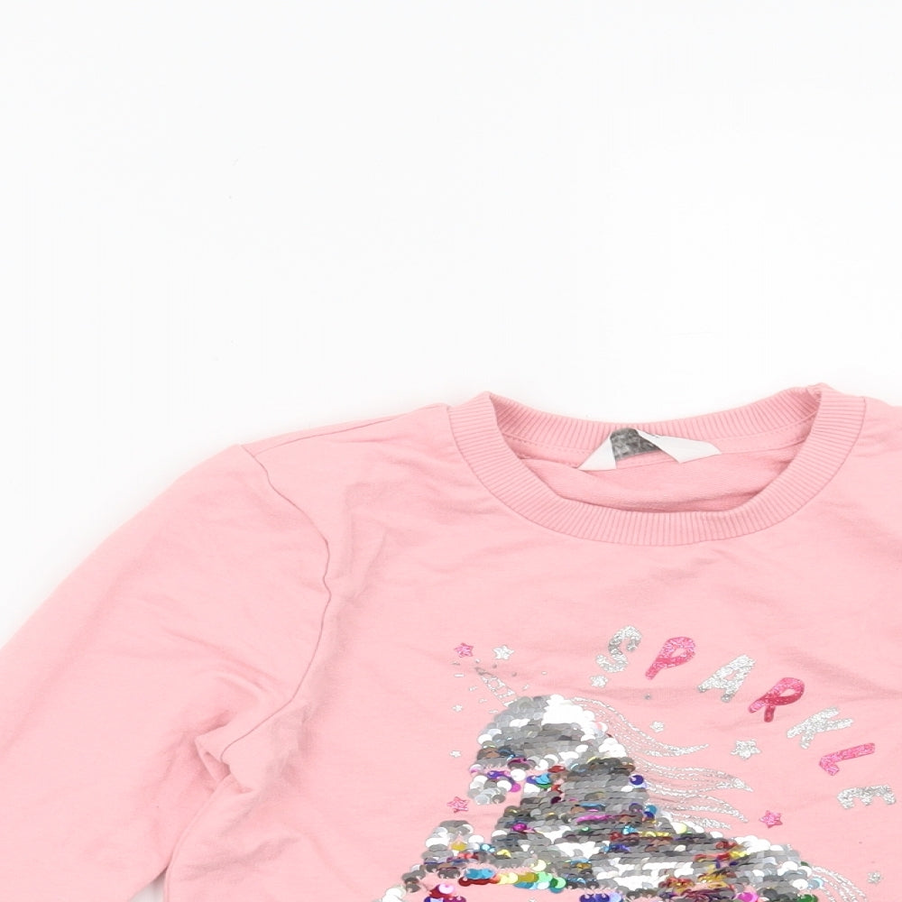 Primark Girls Pink   Pullover Sweatshirt Size 5-6 Years  - Unicorn