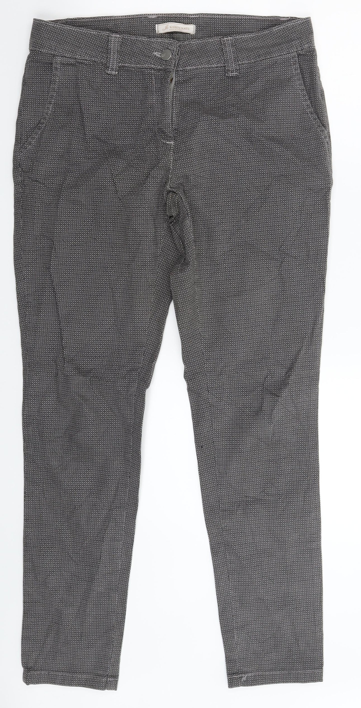 Karen Kate Womens Multicoloured Geometric  Chino Trousers Size 30 in L30 in