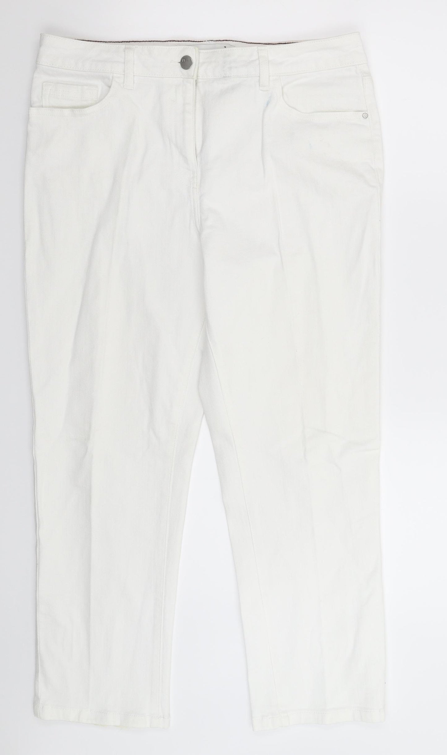 NEXT Womens White  Denim Cropped Jeans Size 14 L25 in
