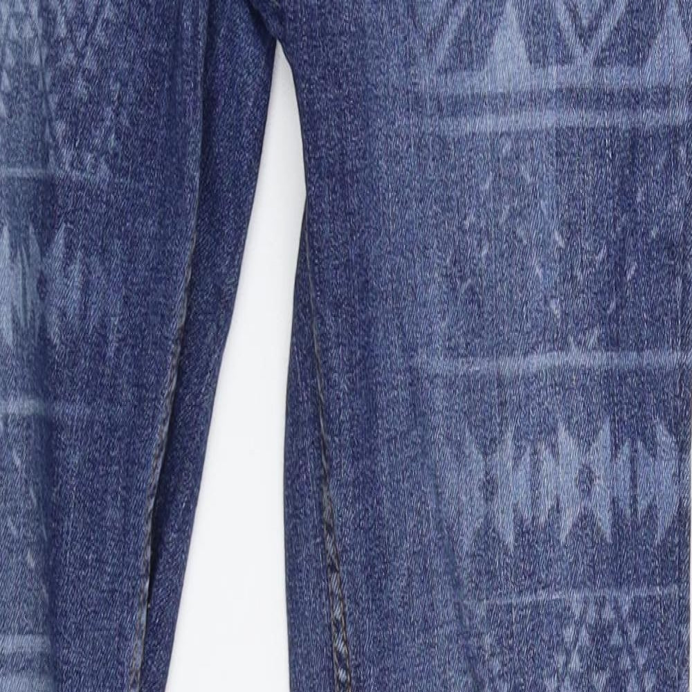 Fishbone Womens Blue Geometric Denim Skinny Jeans Size 28 in L31 in