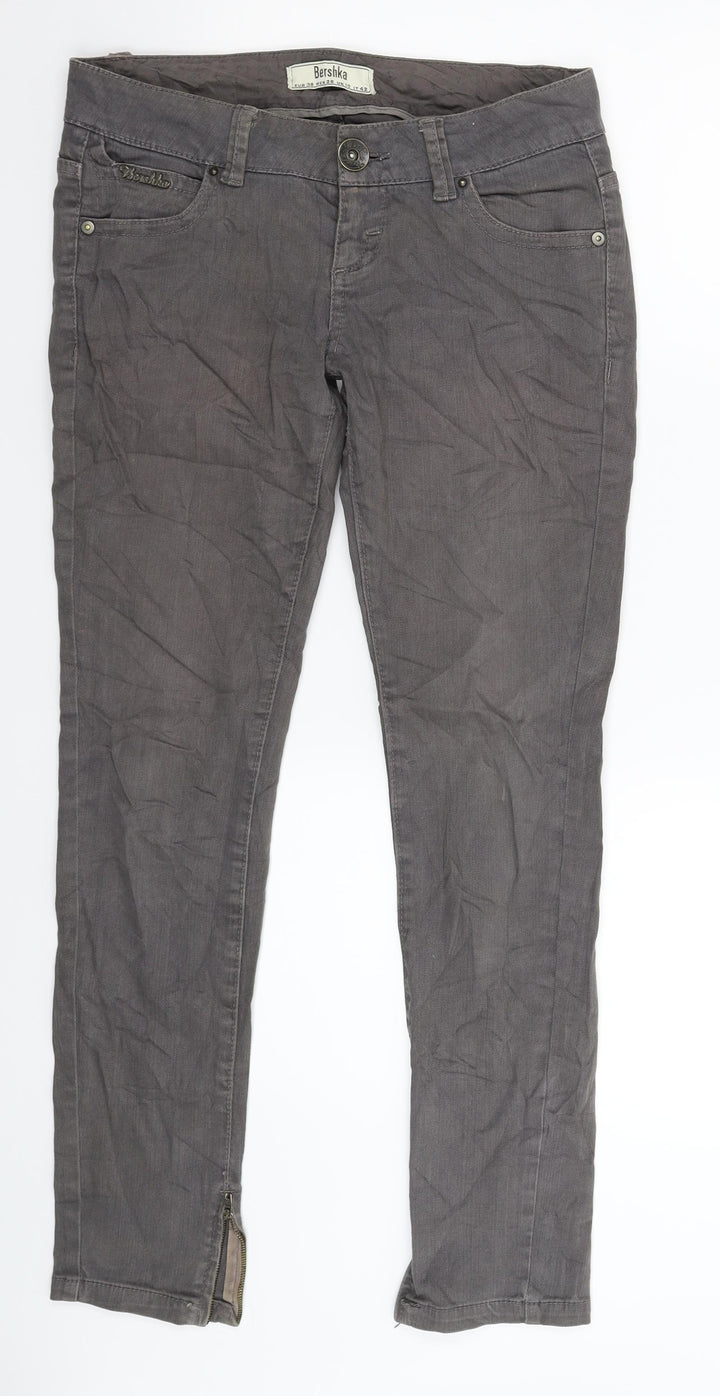 Bershka Womens Grey Denim Skinny Jeans Size 10 L28 in