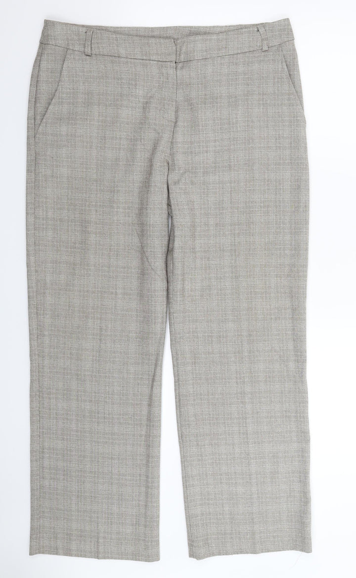 Matalan Womens Grey Check Trousers Size 14 L29 in
