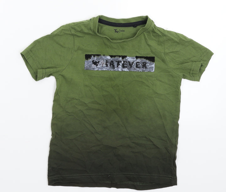 TU Boys Green Basic T-Shirt Size 3 Years