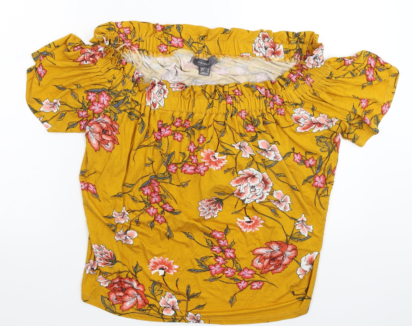 Primark Womens Yellow Floral  Basic T-Shirt Size 18