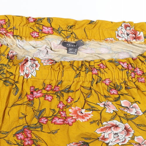 Primark Womens Yellow Floral  Basic T-Shirt Size 18