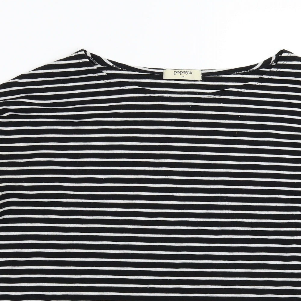 Papaya Womens Blue Striped  Basic T-Shirt Size M