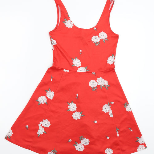 Divided Womens Red Floral  Mini  Size 8