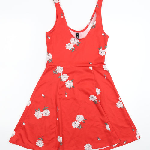 Divided Womens Red Floral  Mini  Size 8