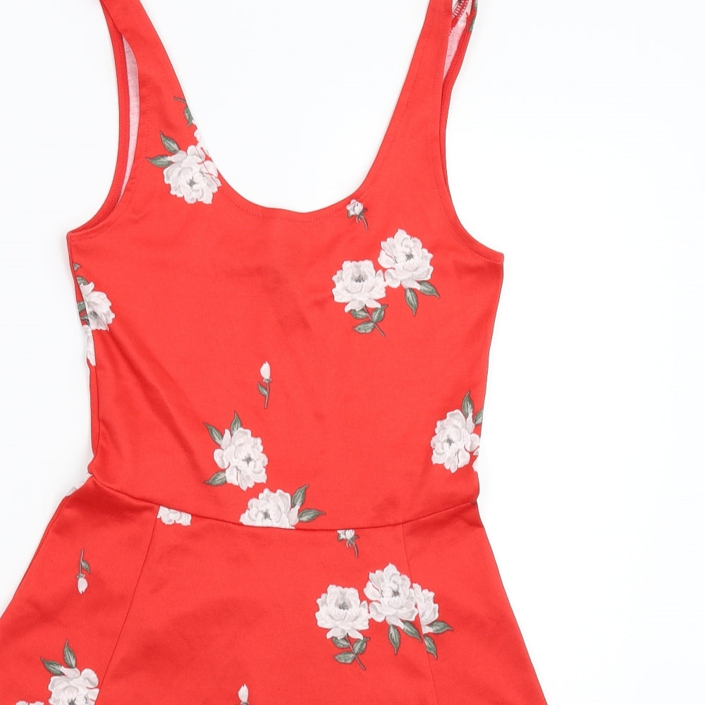 Divided Womens Red Floral  Mini  Size 8
