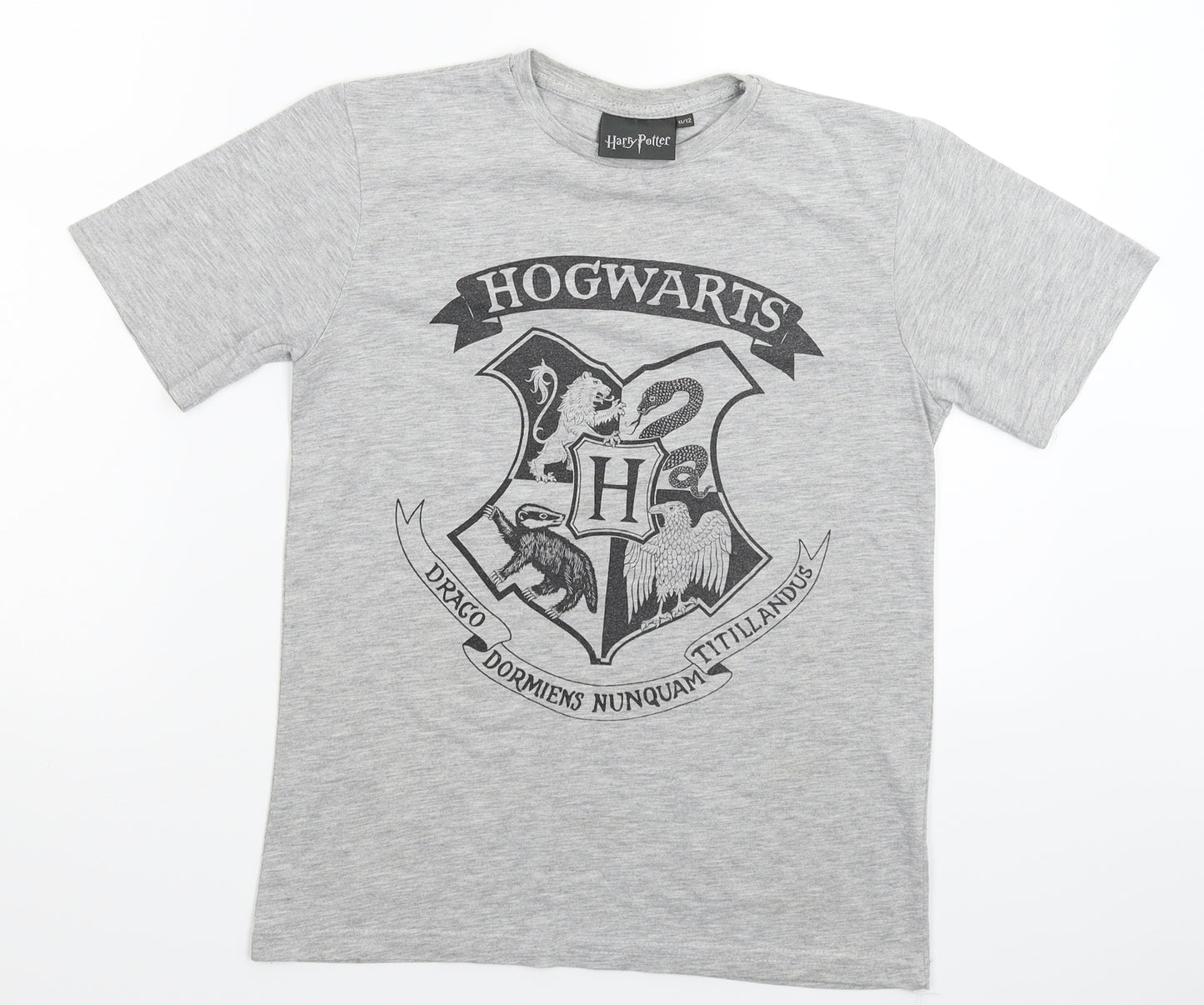 Harry Potter Boys Grey   Basic T-Shirt Size 11-12 Years
