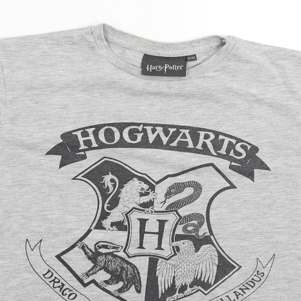 Harry Potter Boys Grey   Basic T-Shirt Size 11-12 Years