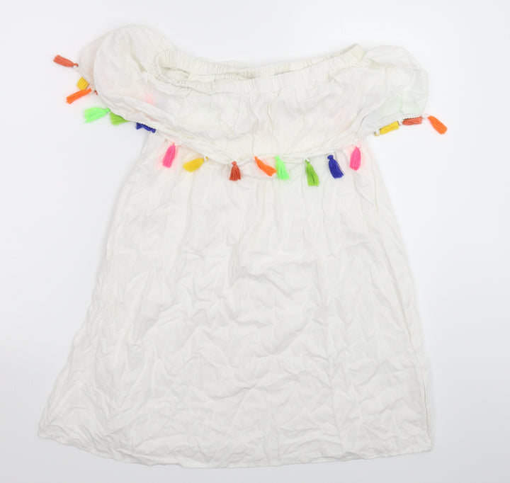 Boohoo Womens White Basic Blouse Size 8