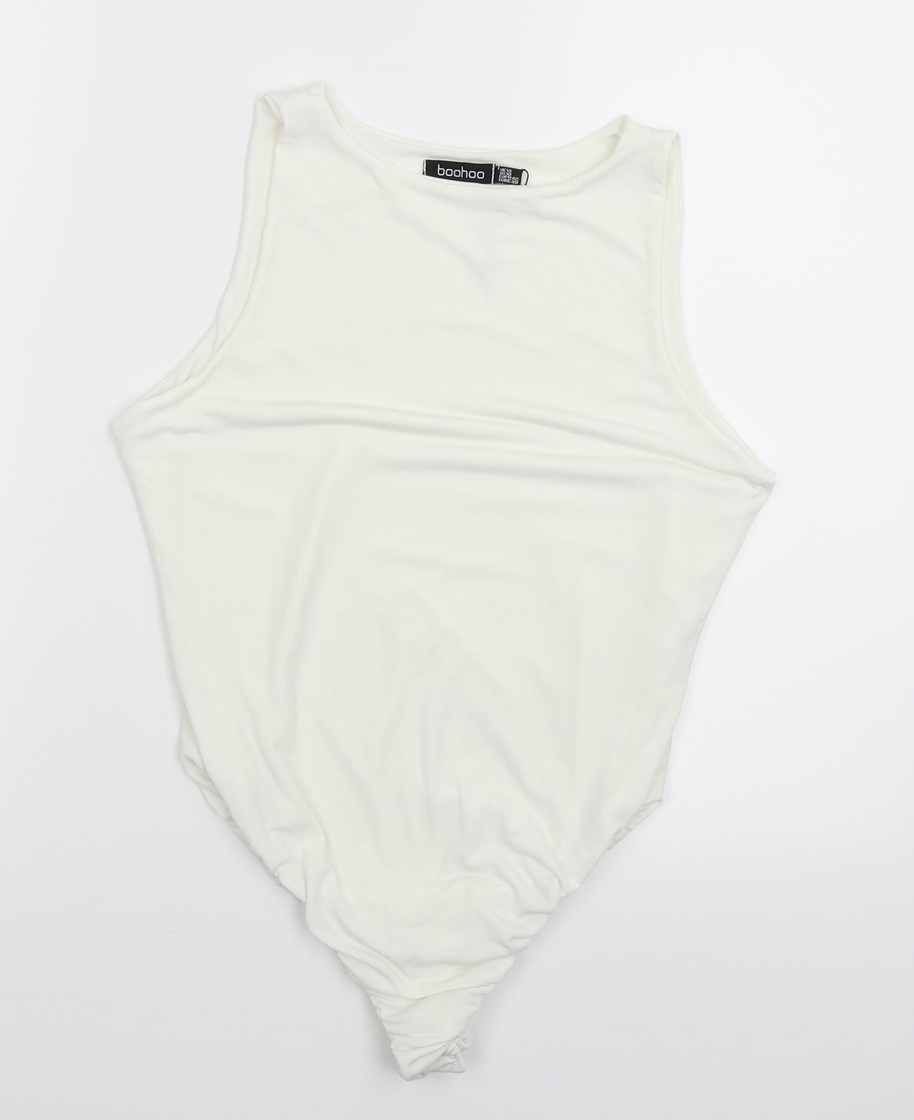 Boohoo Womens White   Bodysuit One-Piece Size 14