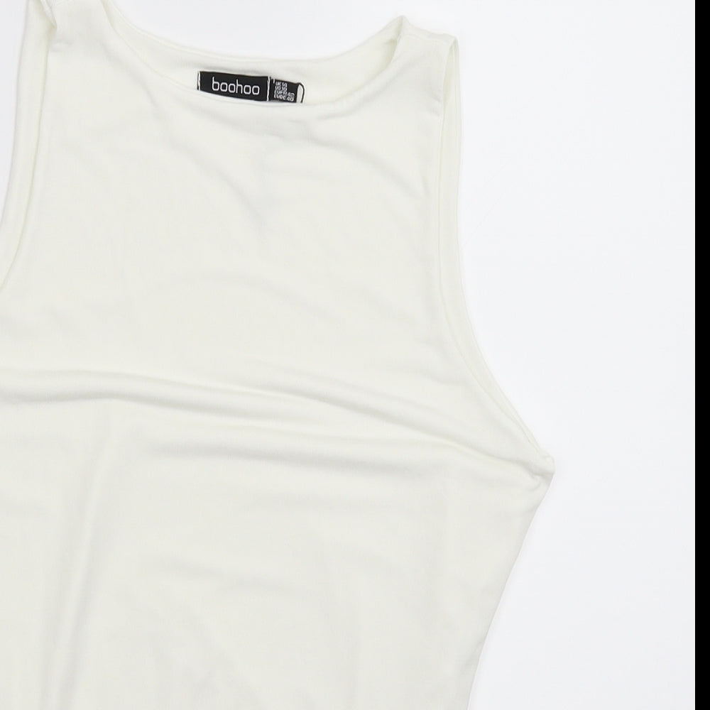 Boohoo Womens White   Bodysuit One-Piece Size 14