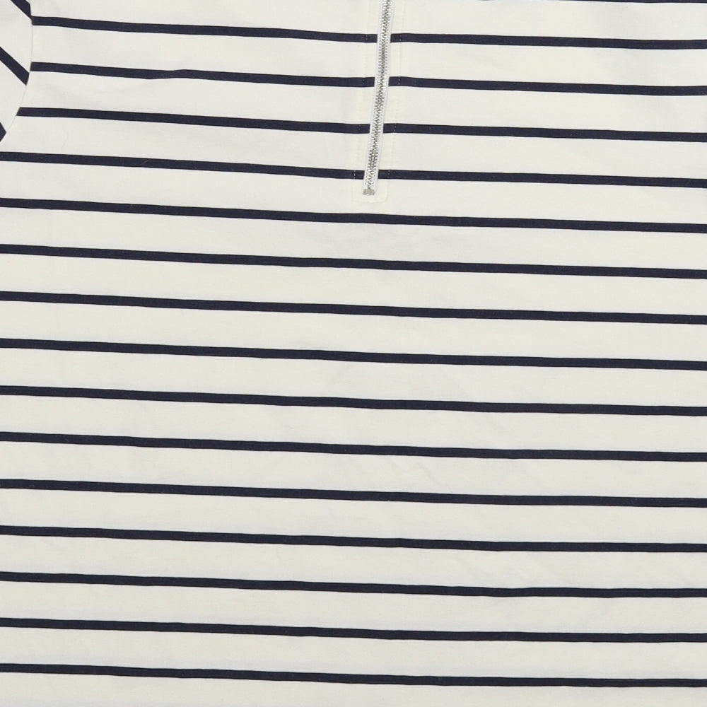 Marks and Spencer Womens White Striped  Basic T-Shirt Size 18
