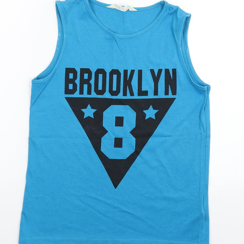 H&M Boys Blue   Basic Tank Size 9-10 Years