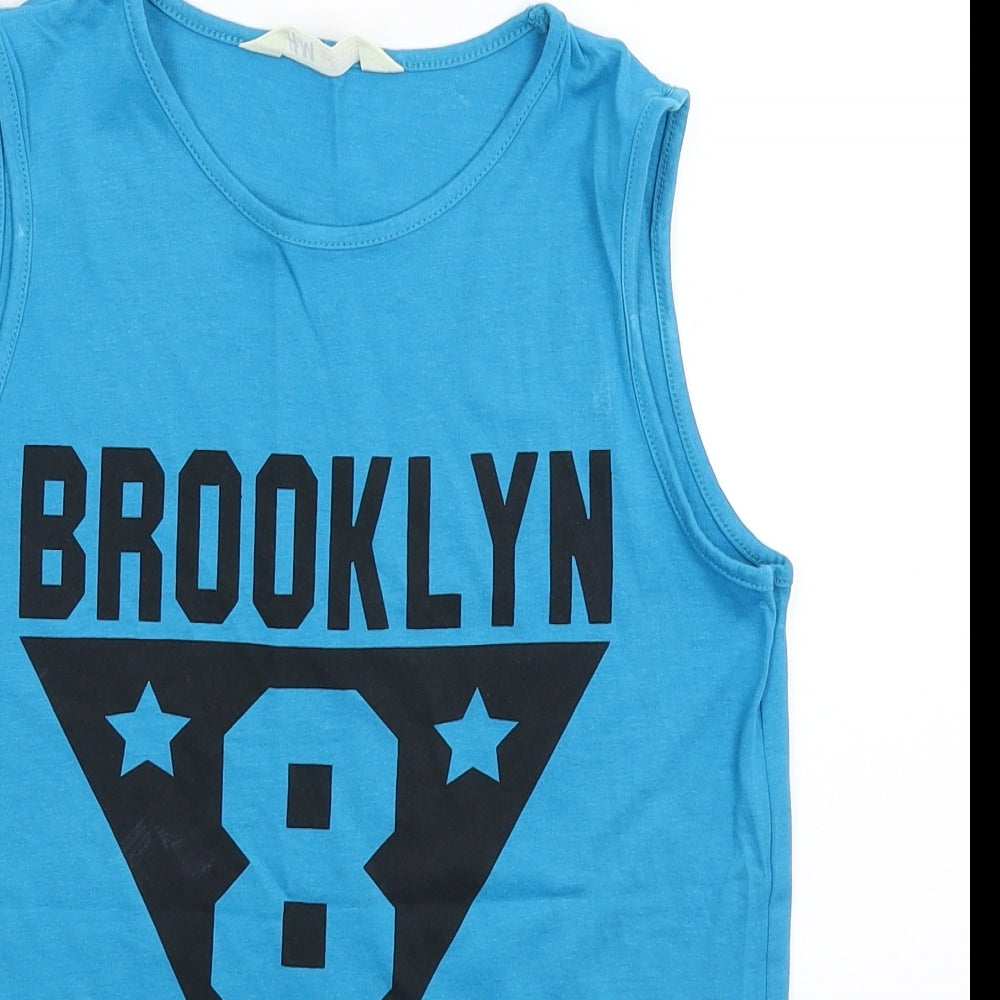 H&M Boys Blue   Basic Tank Size 9-10 Years