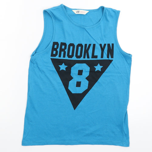 H&M Boys Blue   Basic Tank Size 9-10 Years