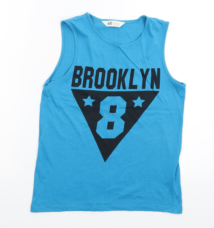 H&M Boys Blue Basic Tank Size 9-10 Years
