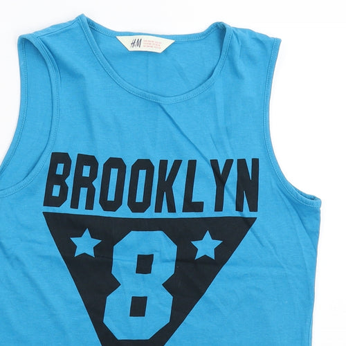 H&M Boys Blue   Basic Tank Size 9-10 Years