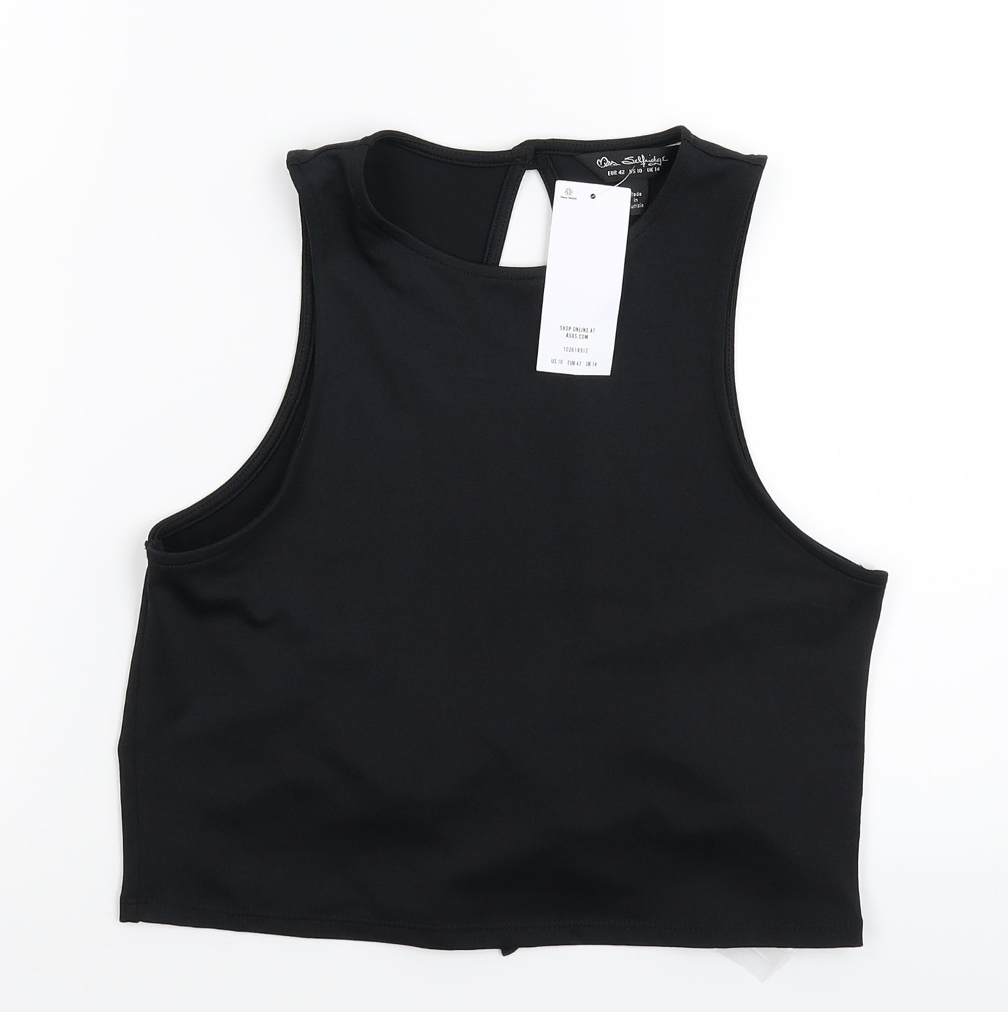 Miss Selfridge Womens Black   Cropped Tank Size 14