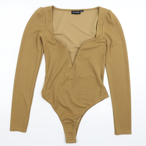 PRETTYLITTLETHING Womens Beige   Bodysuit One-Piece Size 10