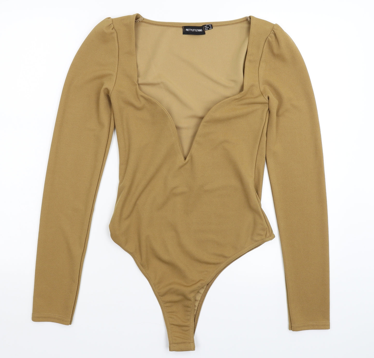 PRETTYLITTLETHING Womens Beige   Bodysuit One-Piece Size 10