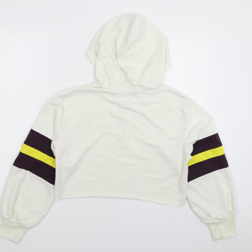 SheIn Womens White Striped  Full Zip Hoodie Size S