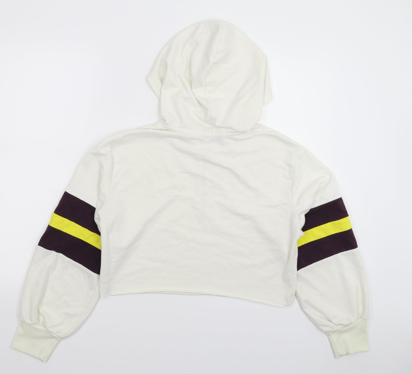 SheIn Womens White Striped  Full Zip Hoodie Size S