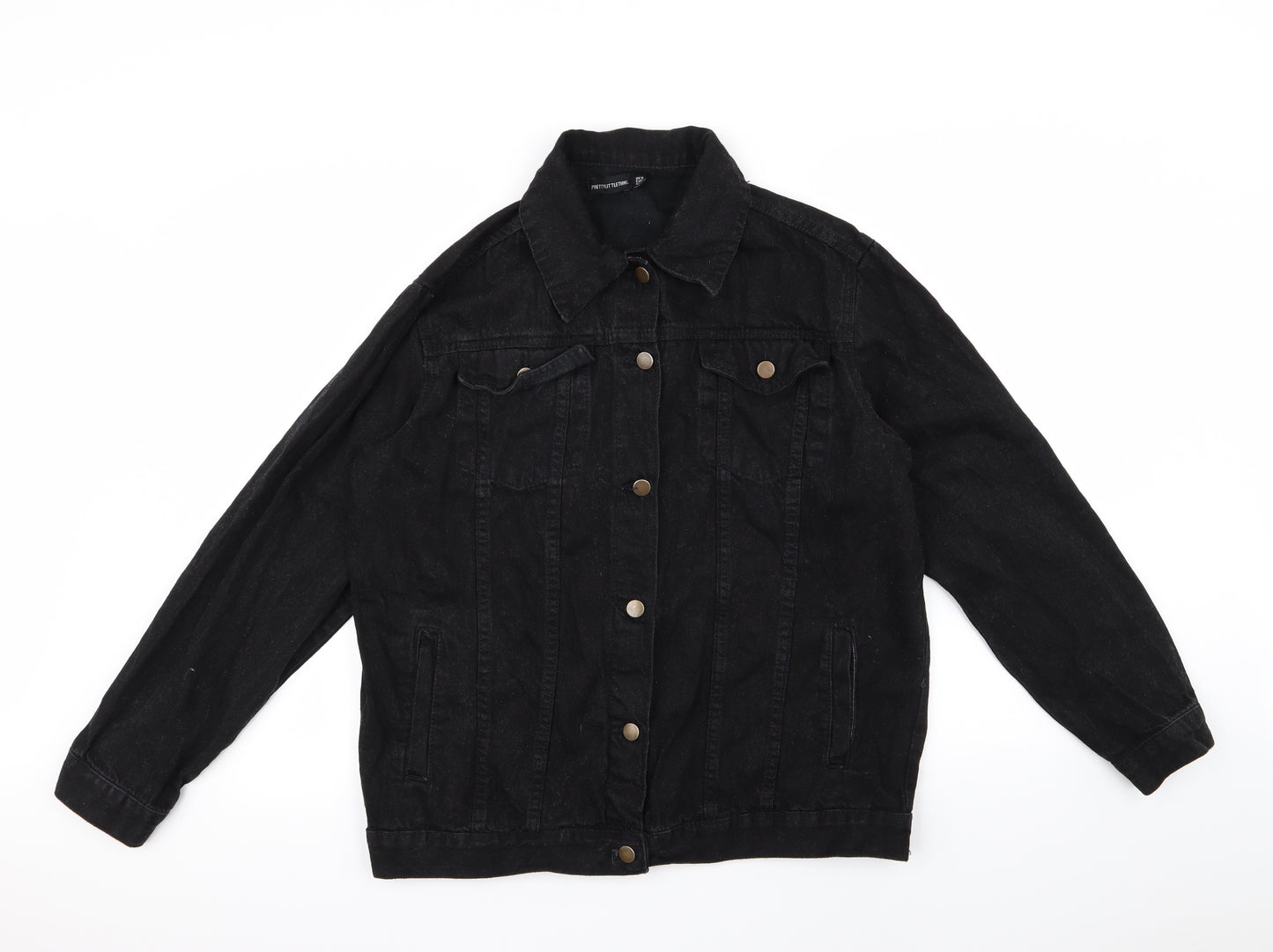 pretty little thnig Womens Black  Denim Biker Jacket Size 8