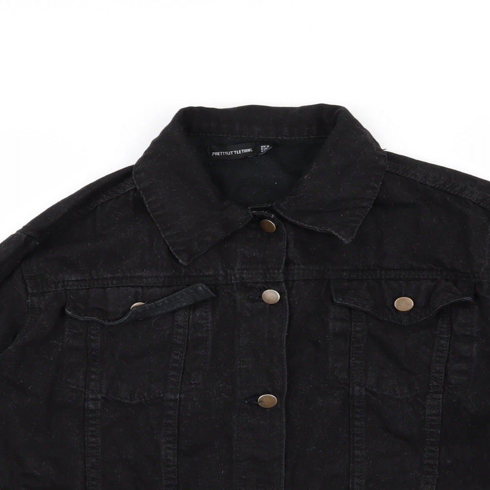 pretty little thnig Womens Black  Denim Biker Jacket Size 8